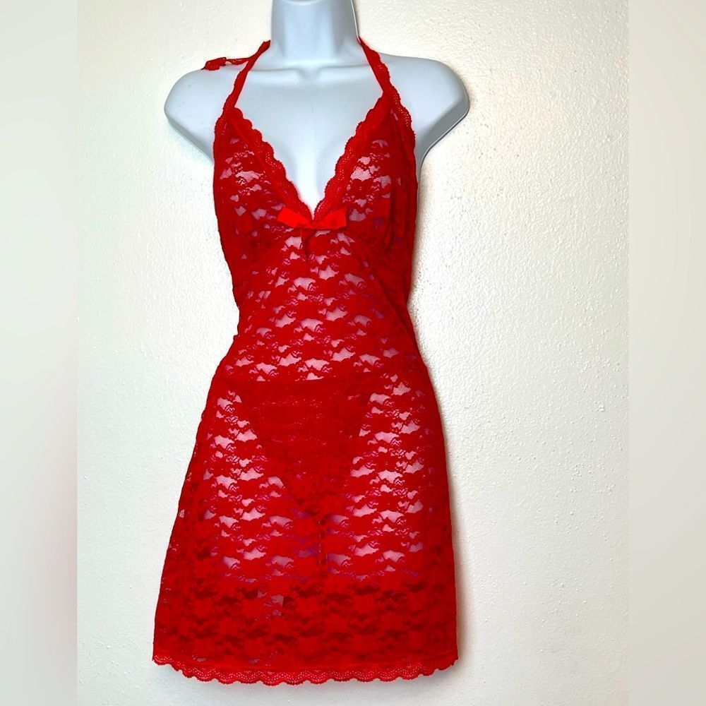 Chic Lover Red Lace Baby Doll with G String Size 3XL